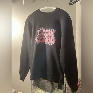 Giggly Squad, Embroidered Crew Neck. Black/Pink